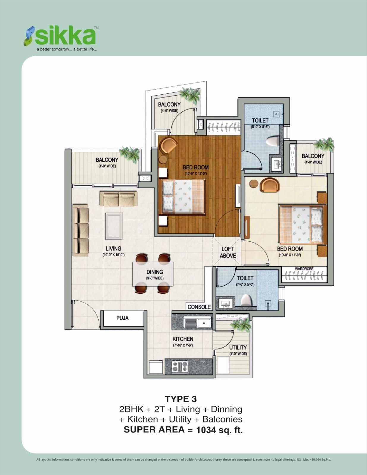 Karnam Greens Unit Plan - Covered Area : 106.04 Sq.m