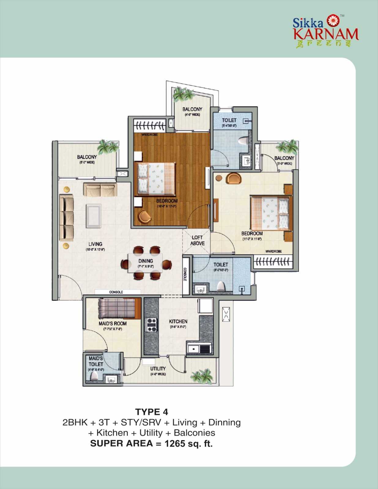 Karnam Greens Unit Plan - Covered Area : 116.6 Sq.m