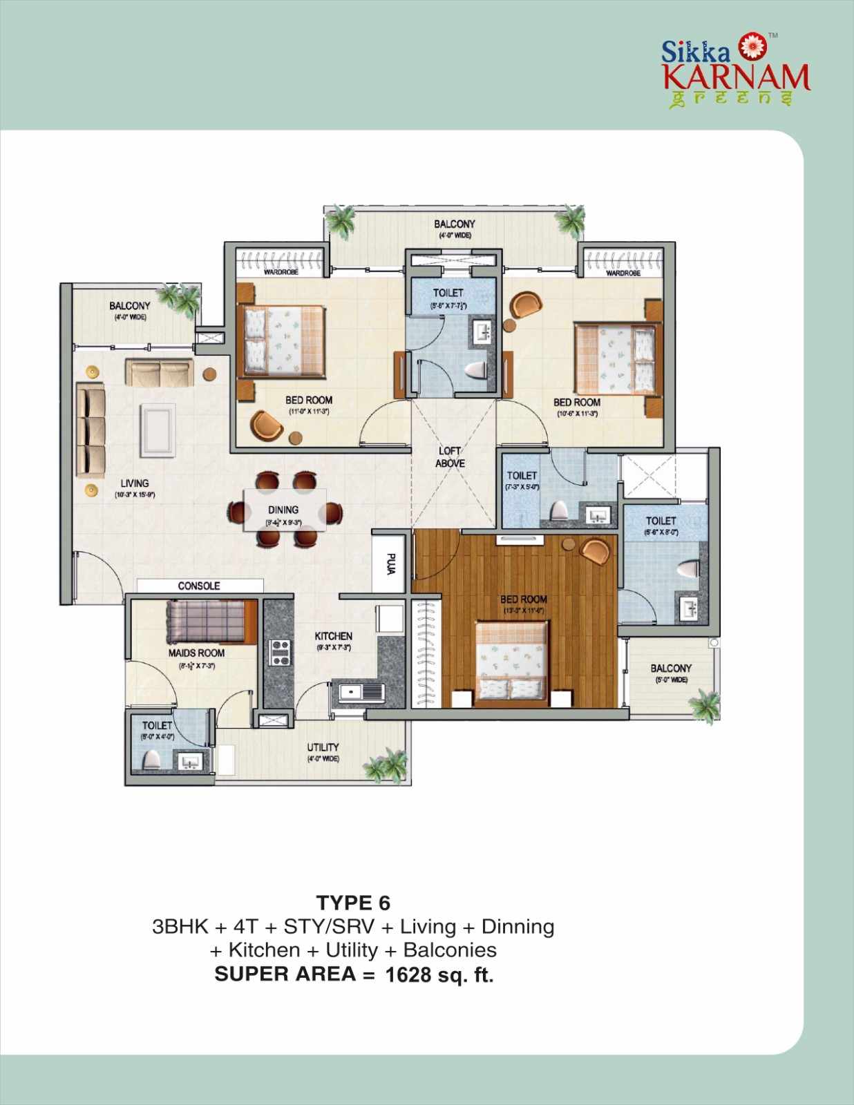 Karnam Greens Unit Plan - Covered Area : 178.37 Sq.m