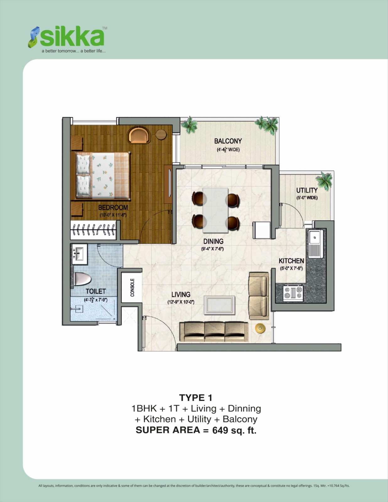 Karnam Greens Unit Plan - Covered Area : 54.81 Sq.m