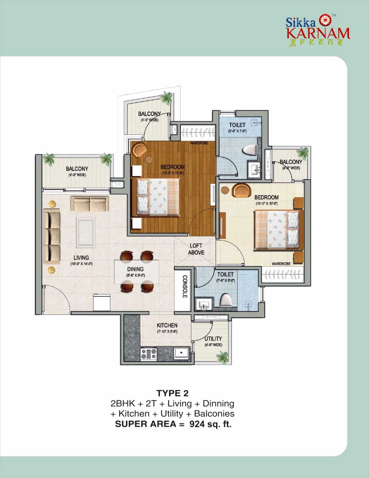 Karnam Greens Unit Plan - Covered Area : 78.04 Sq.m