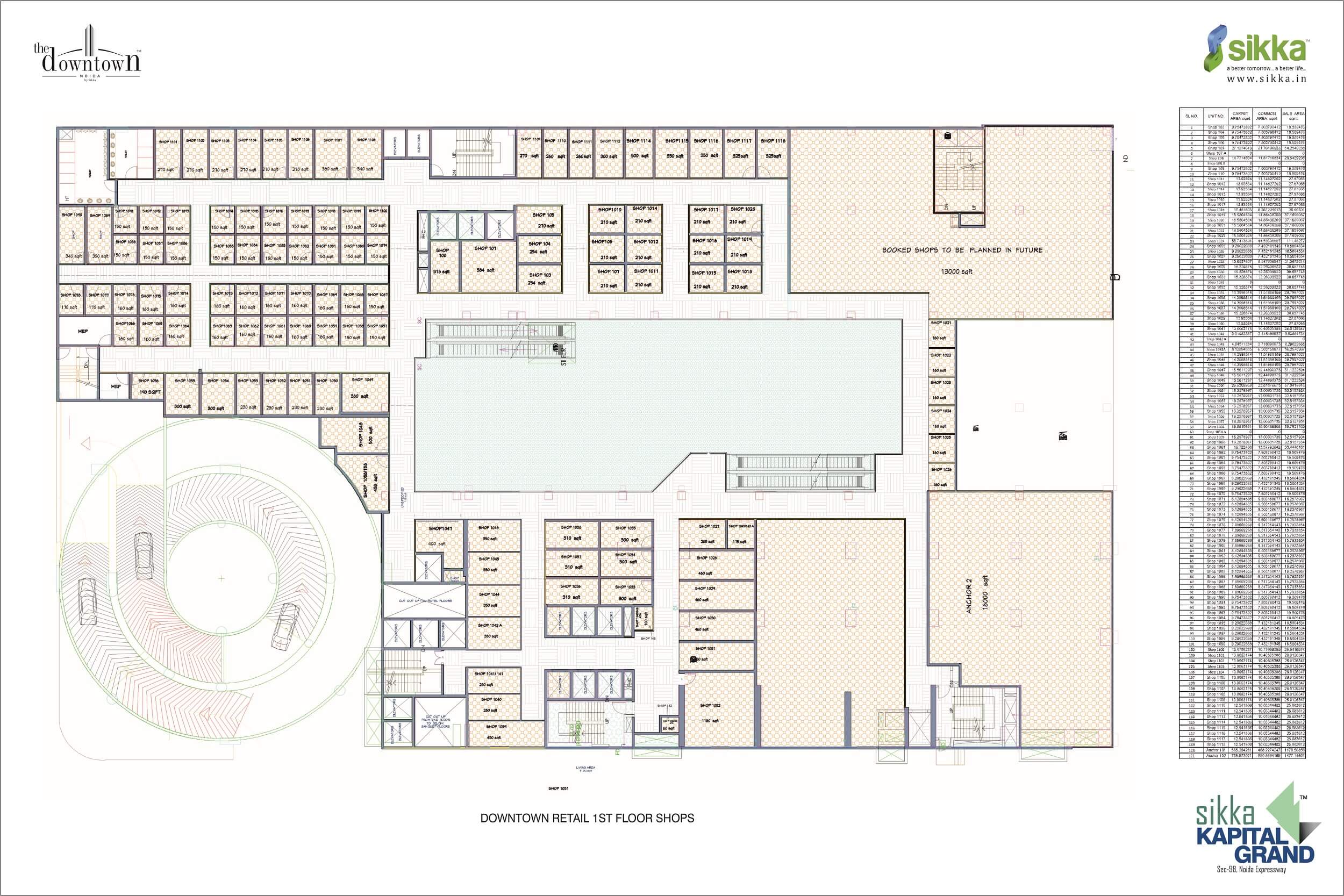 Kapital Grand Floor Plan - Retail Shops 1st Floor