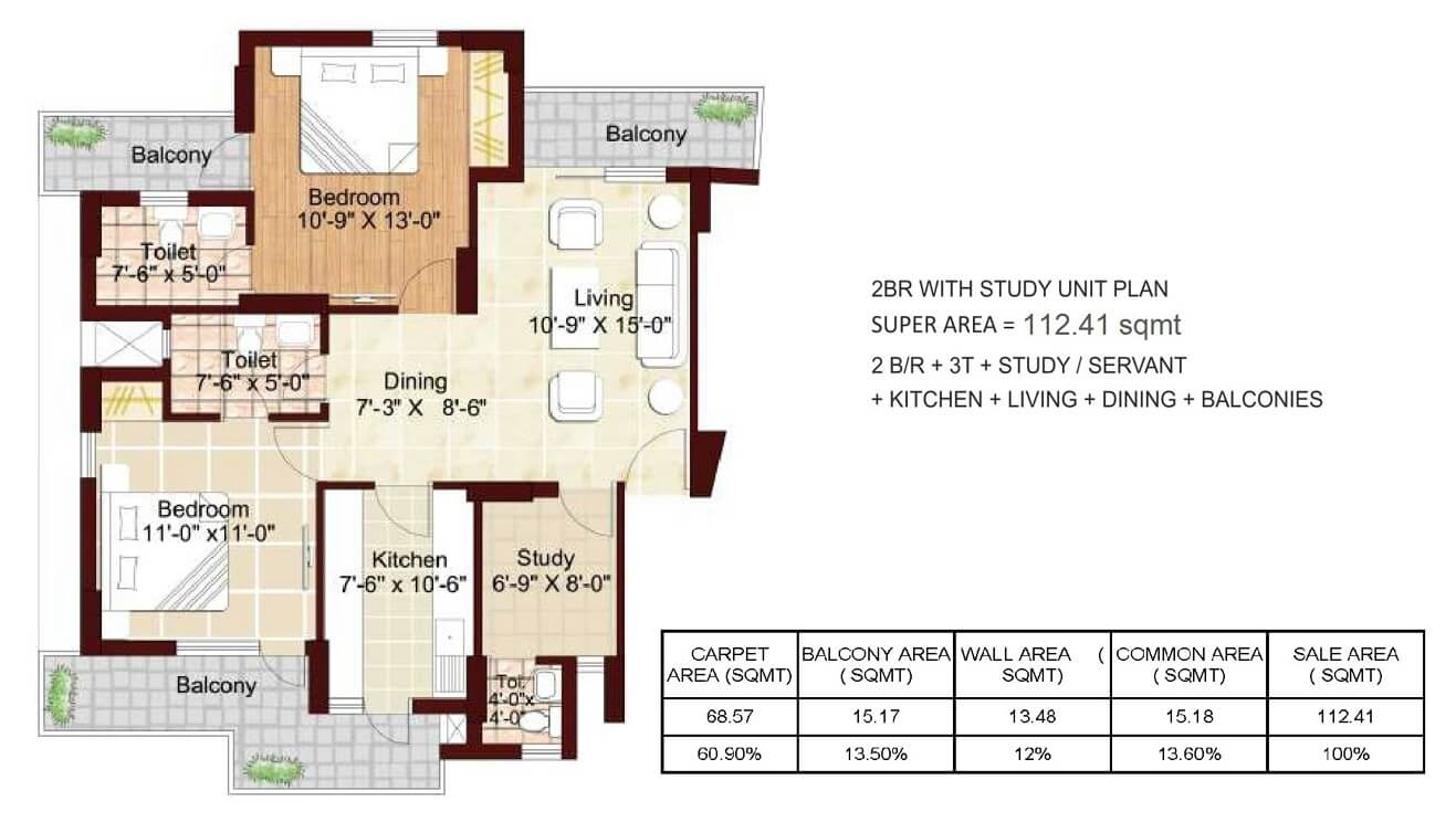 Karmic Greens 2BHK Floor Plan