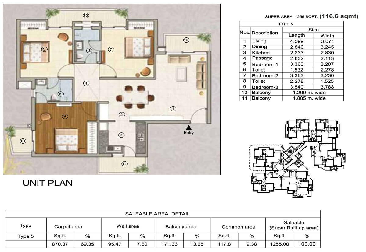 Karnam Greens Unit Plan - Covered Area : 116.6 Sq.m