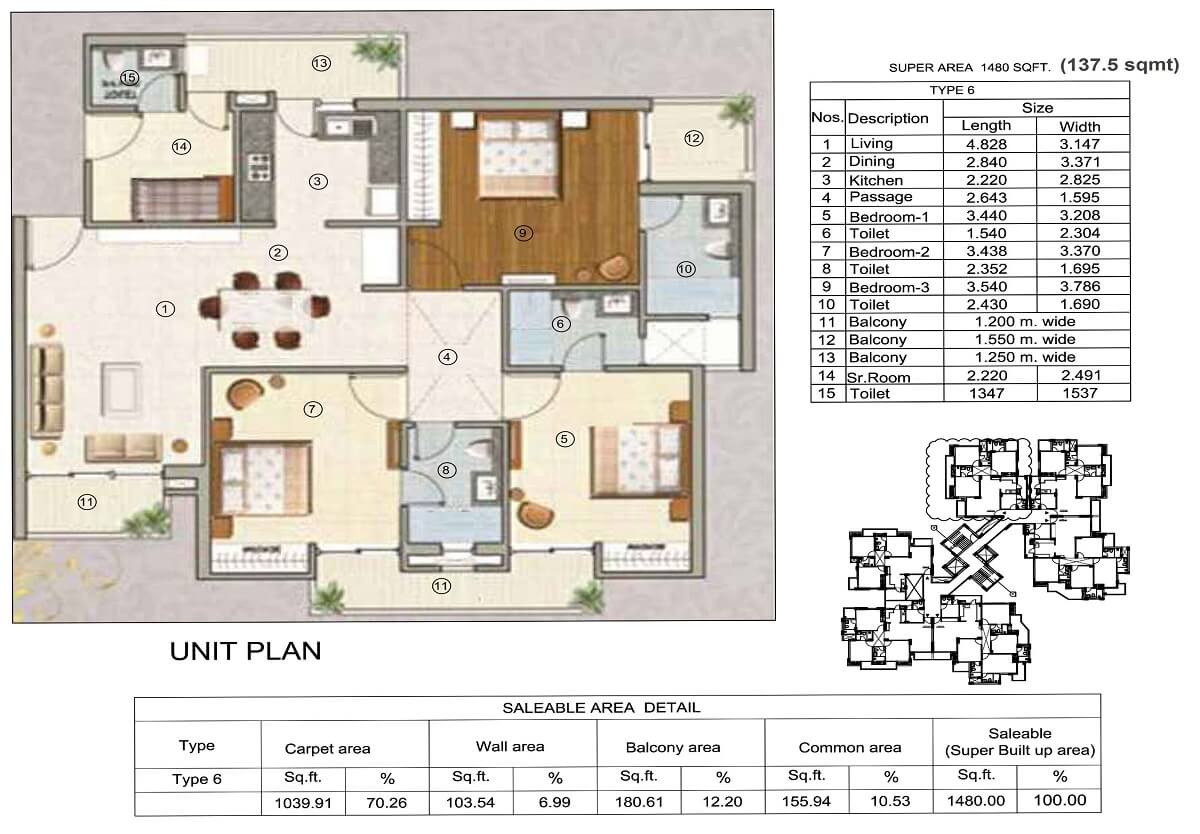 Karnam Greens Unit Plan - Covered Area : 137.5 Sq.m